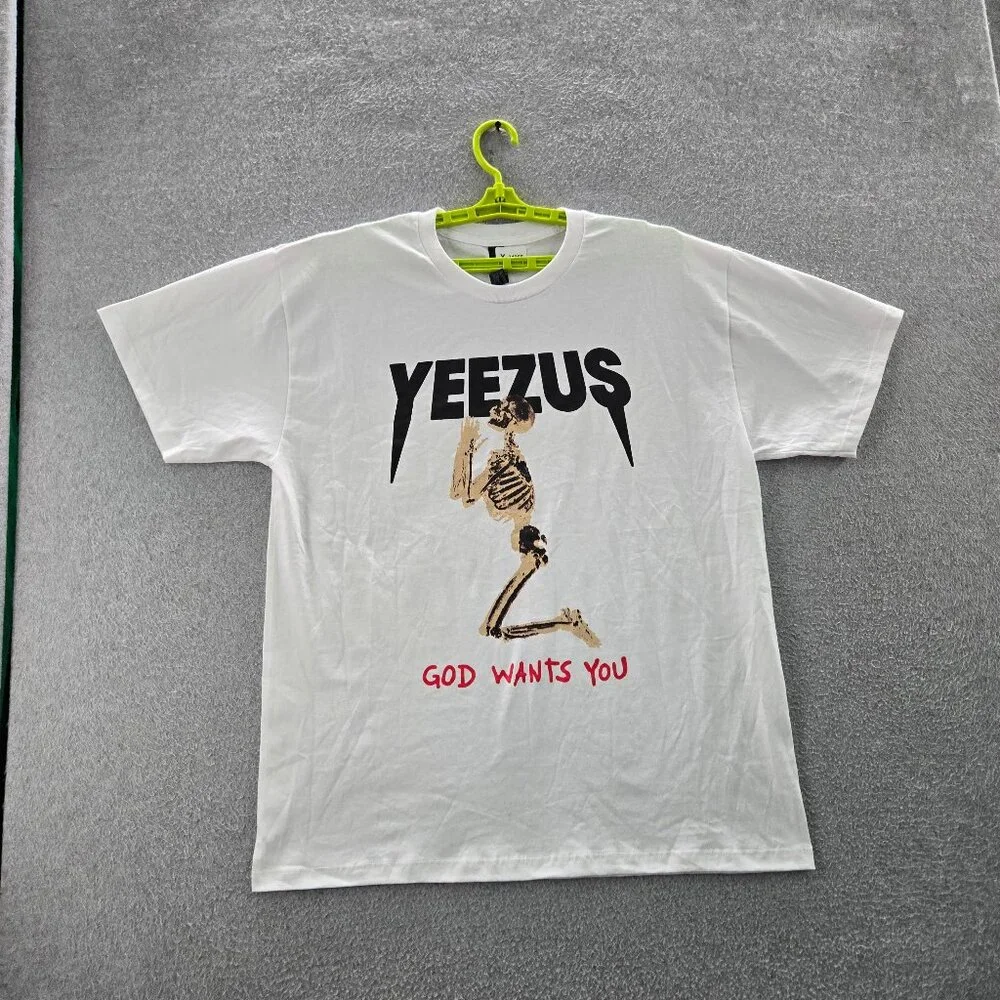 Kanye West Men Shirt XL White Graphic Print‎ Yeezus Skeleton God Wants You